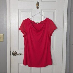 Sejour Nordstrom Pink Draped Neckline Short Sleeve Feminine Blouse Top Size 0X‎